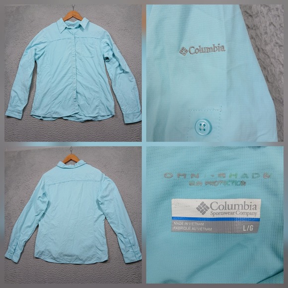Columbia Other - Columbia Omni-Shade Women's Long Sleeve Size L Light Blue UPF Sun Protection